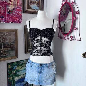 electric behavior black white floral mesh sheer tank top